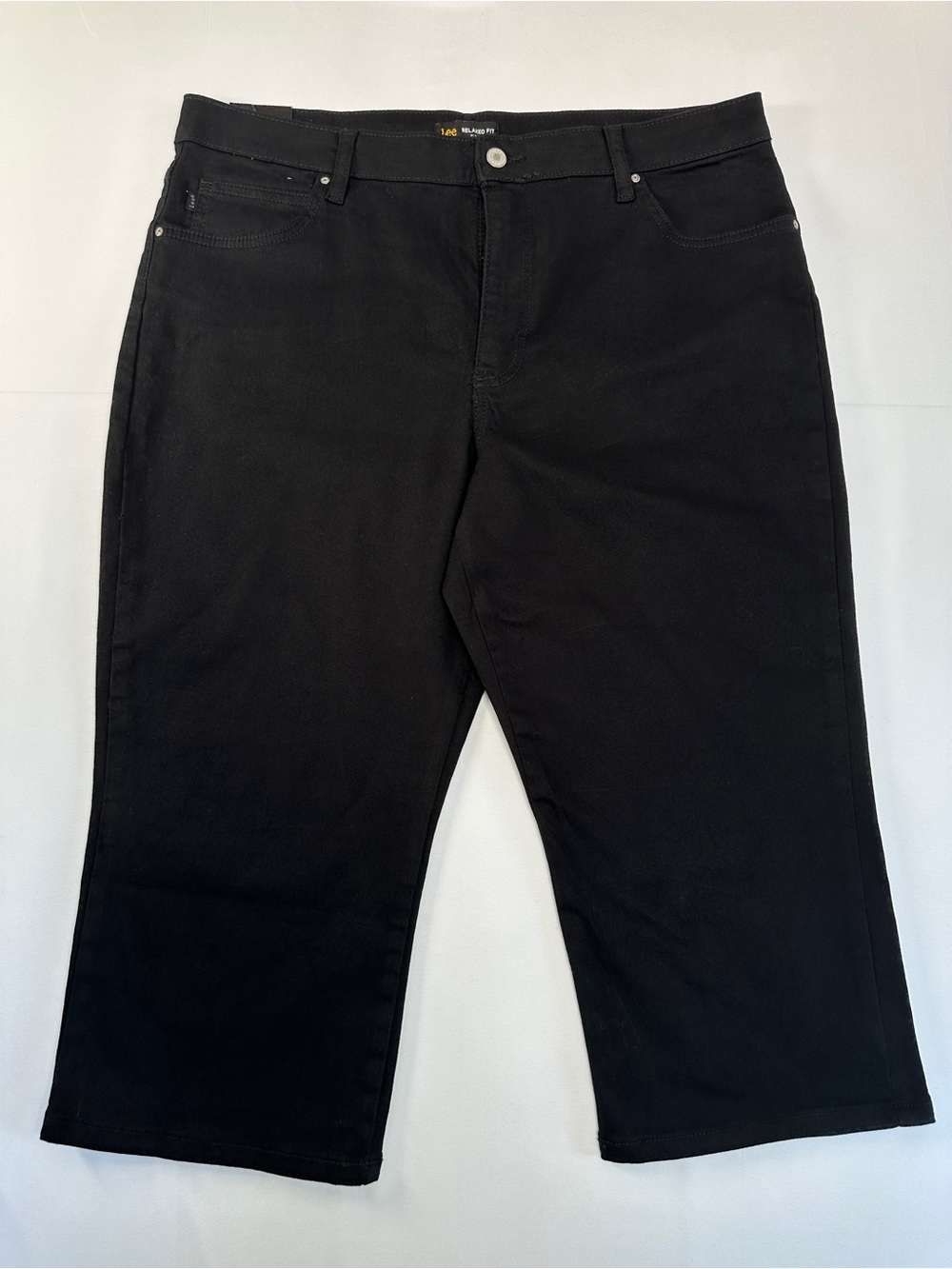 Lee Relaxed Fit Mid-Rise Stretch Capri Jeans Black Size 18 Medium NWT